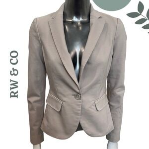 RW & Co Women's Tan Lined Blazer Single Breasted Notch Collar Size 00